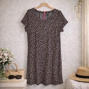 Hatley Floral Mini Dress Pink Zip Back Casual Cotton Blend Large